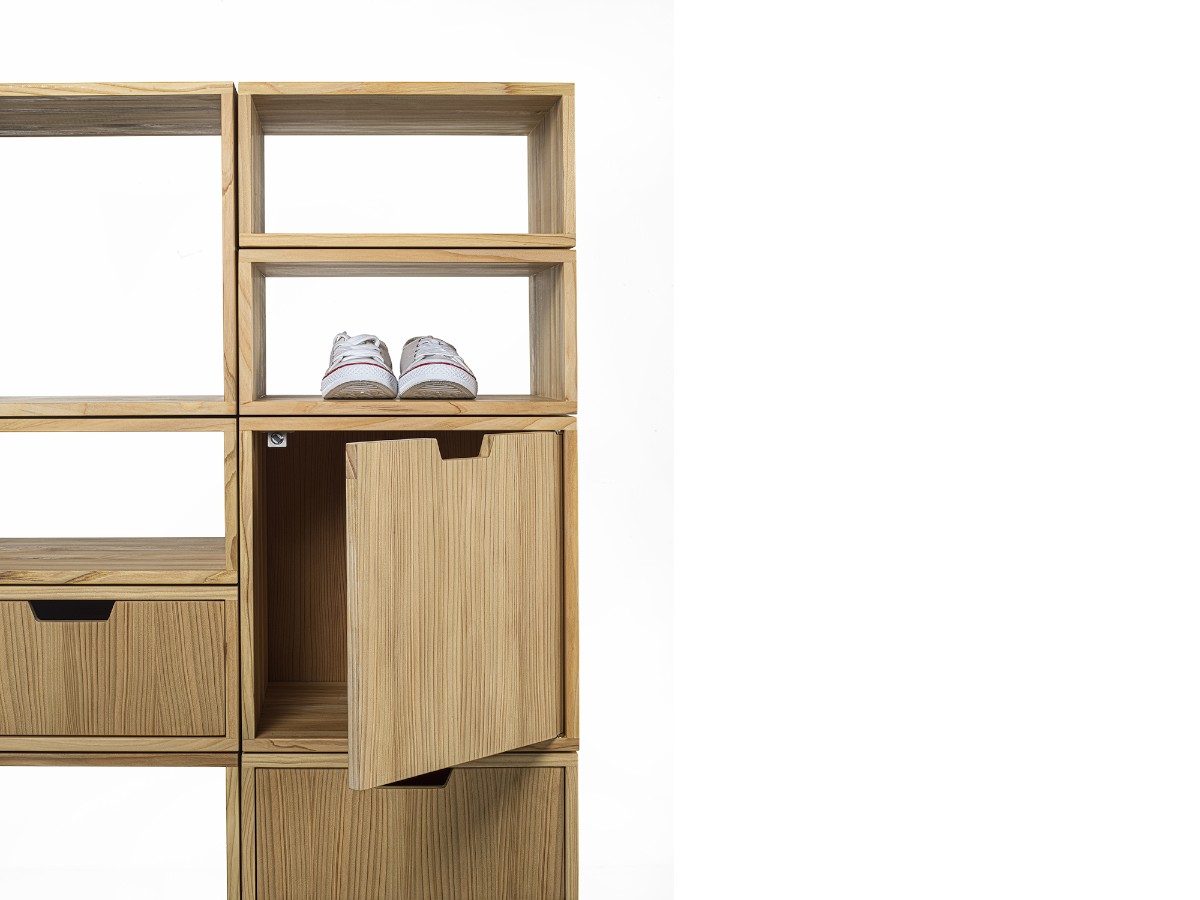 Riva 1920 Freedom Shoes Storage Cabinet Modular Oak Without Knots
