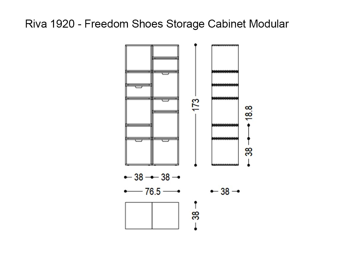 Riva 1920 Freedom Shoes Storage Cabinet Modular Oak Without Knots