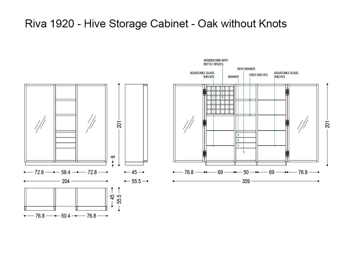 Riva 1920 Hive High Sideboard Oak Without Knots