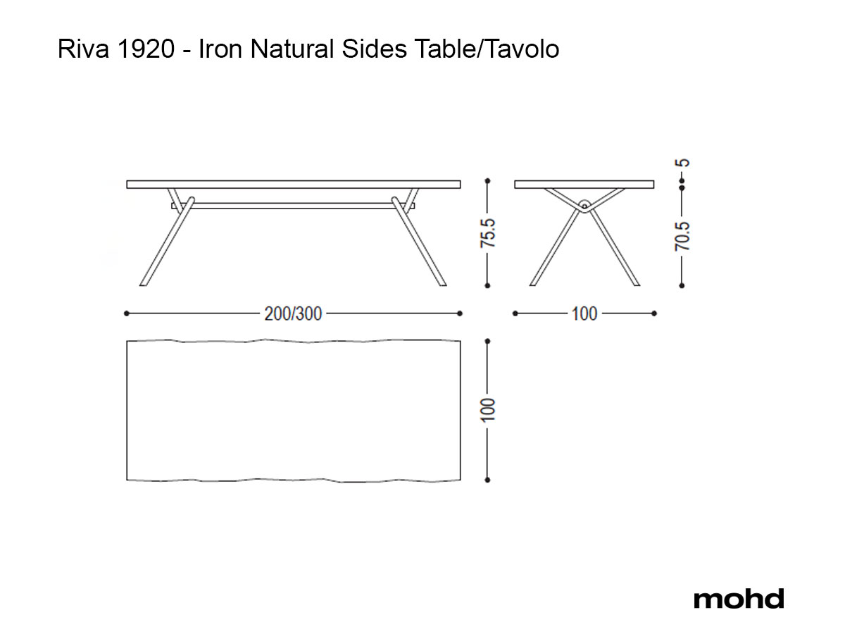 Стол Riva 1920 Iron Natural Sides