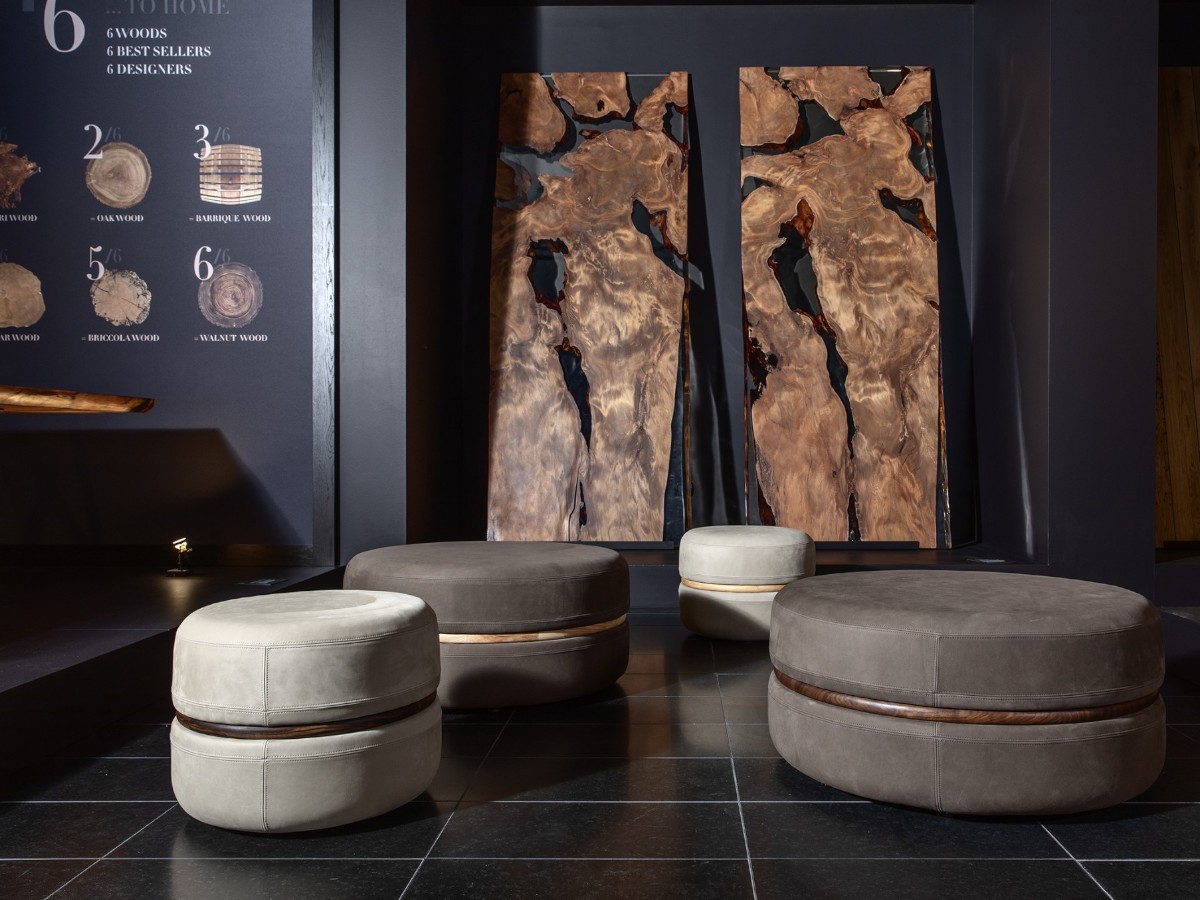 Riva 1920 Macaron Pouf O 55 Cm D3 Leather Suede