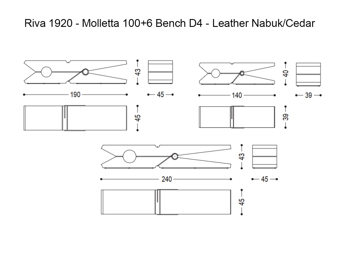Riva 1920 Molletta 1006 Bench D4 Leather Nabukcedar