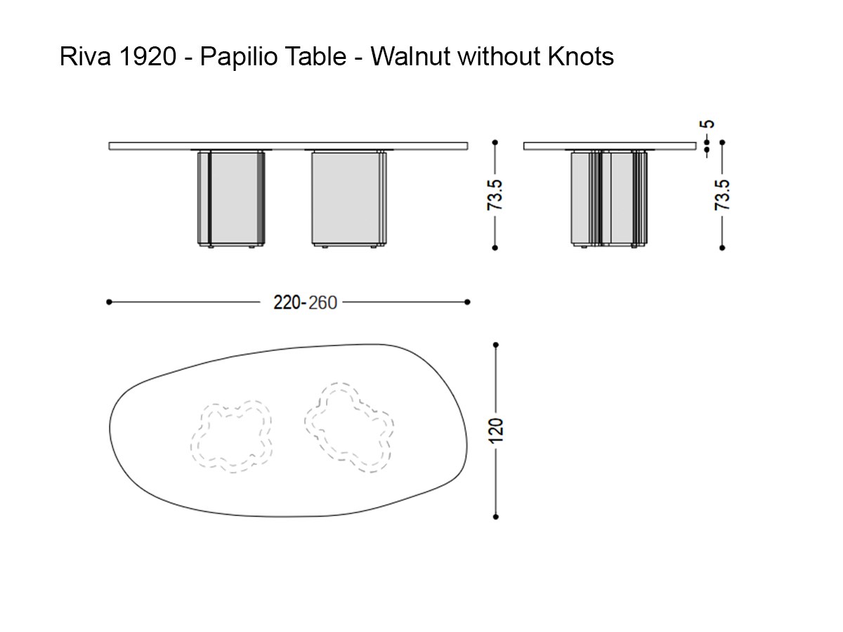 Riva 1920 Papilio Table Walnut Without Knots