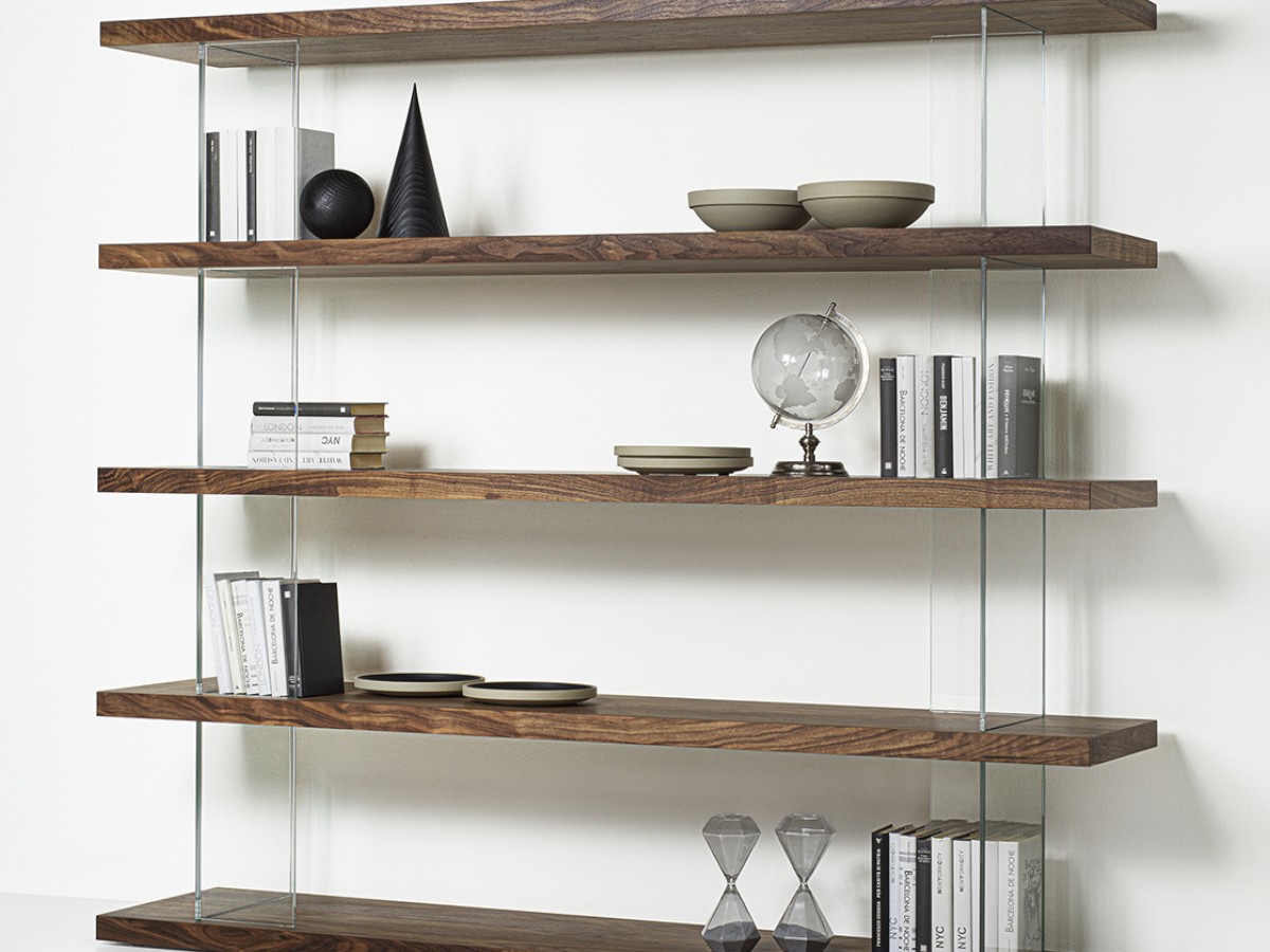 Riva 1920 Parentesi Modular Bookcase Walnut Without Knots