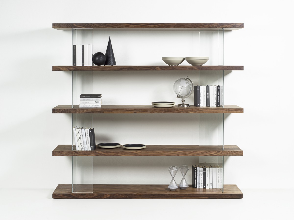 Riva 1920 Parentesi Modular Bookcase Walnut Without Knots