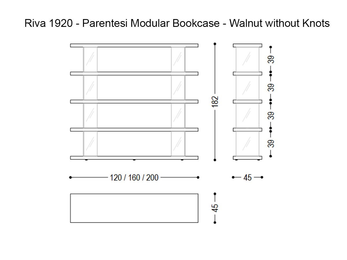 Riva 1920 Parentesi Modular Bookcase Walnut Without Knots