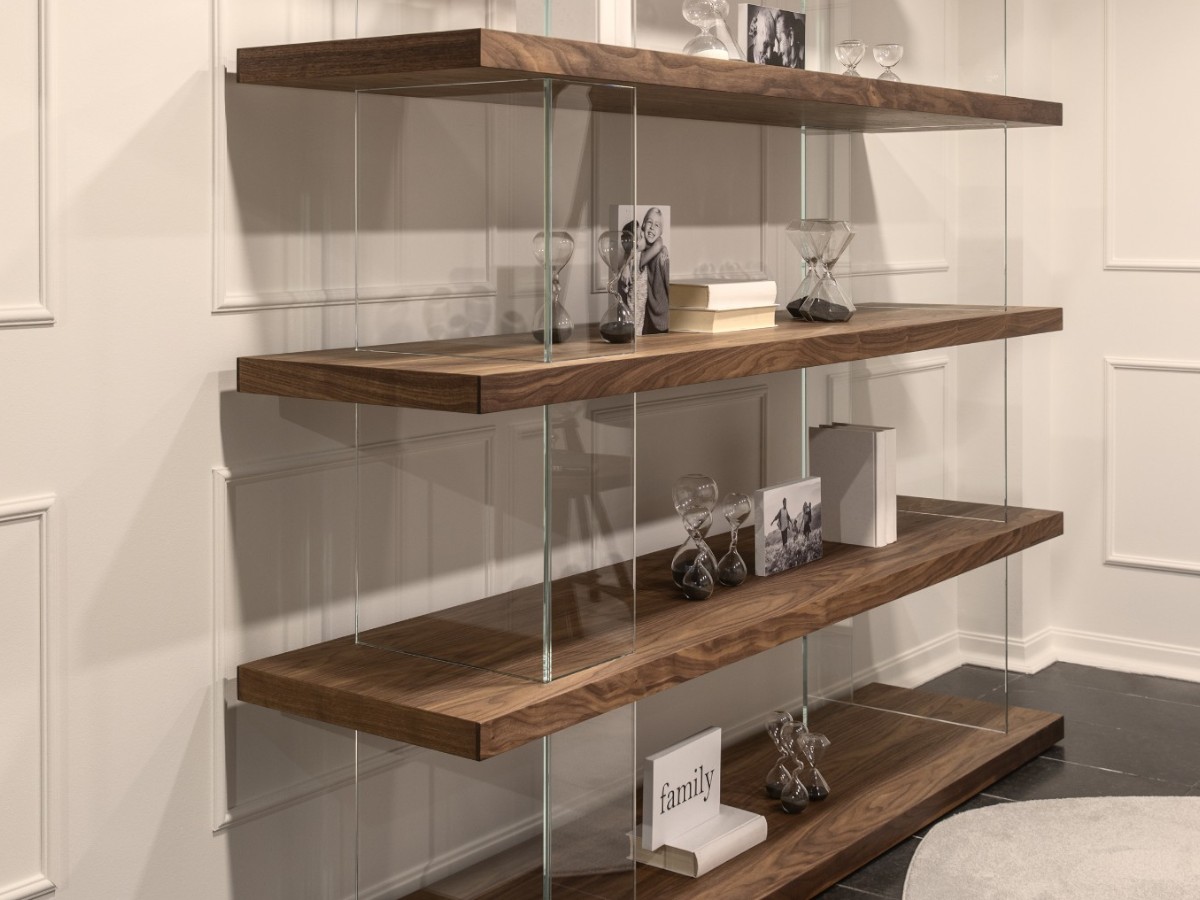 Riva 1920 Parentesi Modular Bookcase Walnut Without Knots
