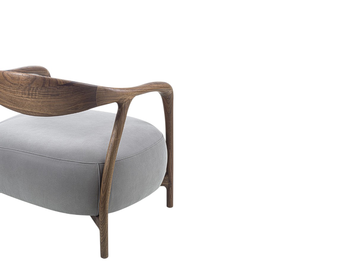 Riva 1920 Pleiadi Armchair D1 Fabric Bouclewalnut Without Knots