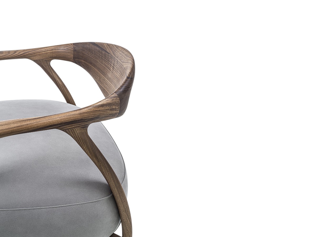 Riva 1920 Pleiadi Armchair D1 Fabric Bouclewalnut Without Knots