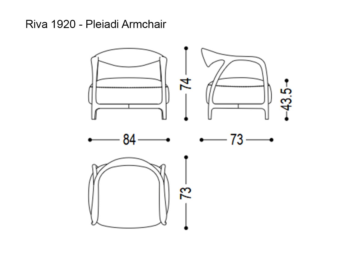 Riva 1920 Pleiadi Armchair D1 Fabric Bouclewalnut Without Knots
