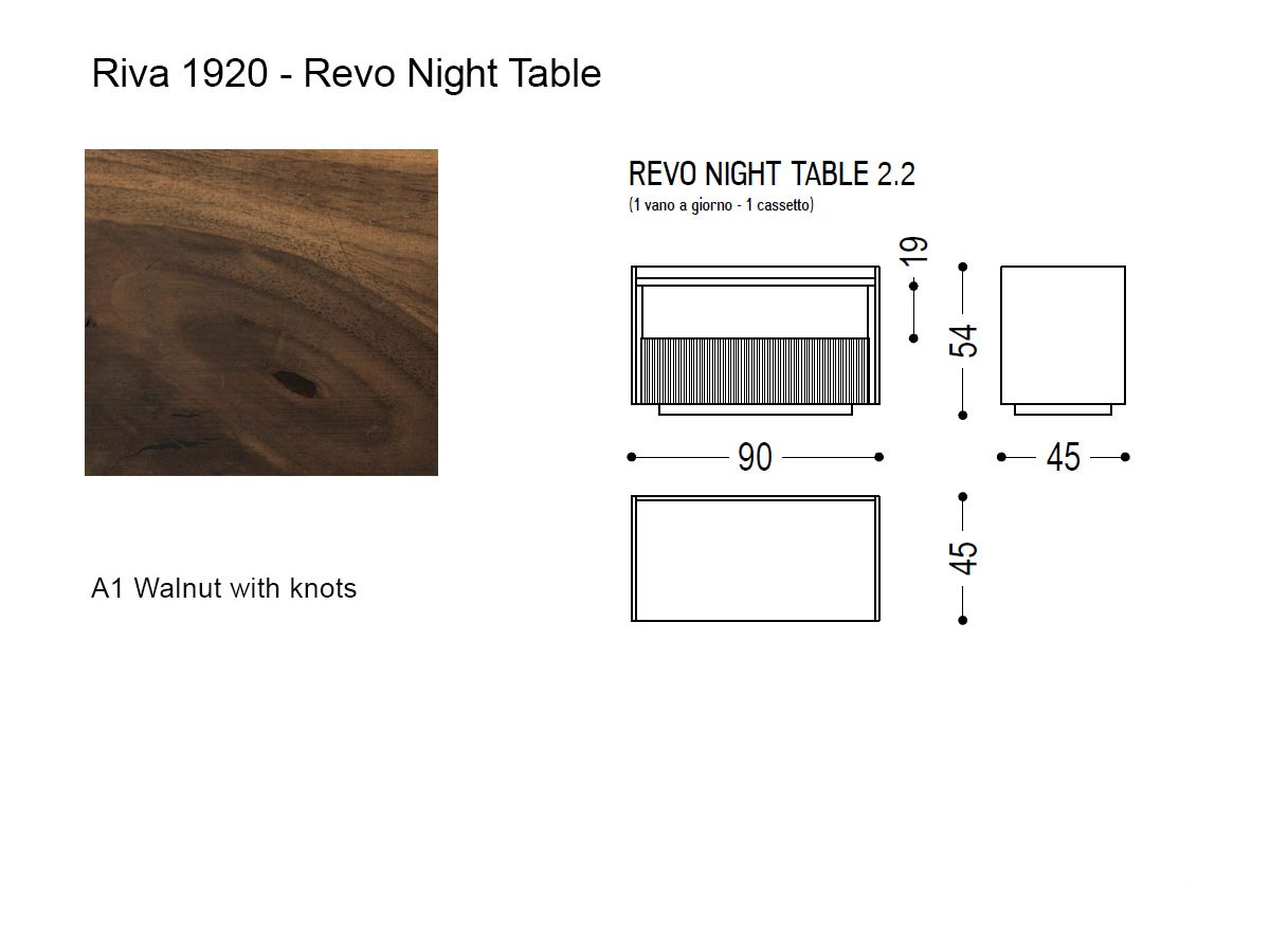 Riva 1920 Revo Night Table 22 Walnut With Knots Fresart Thin