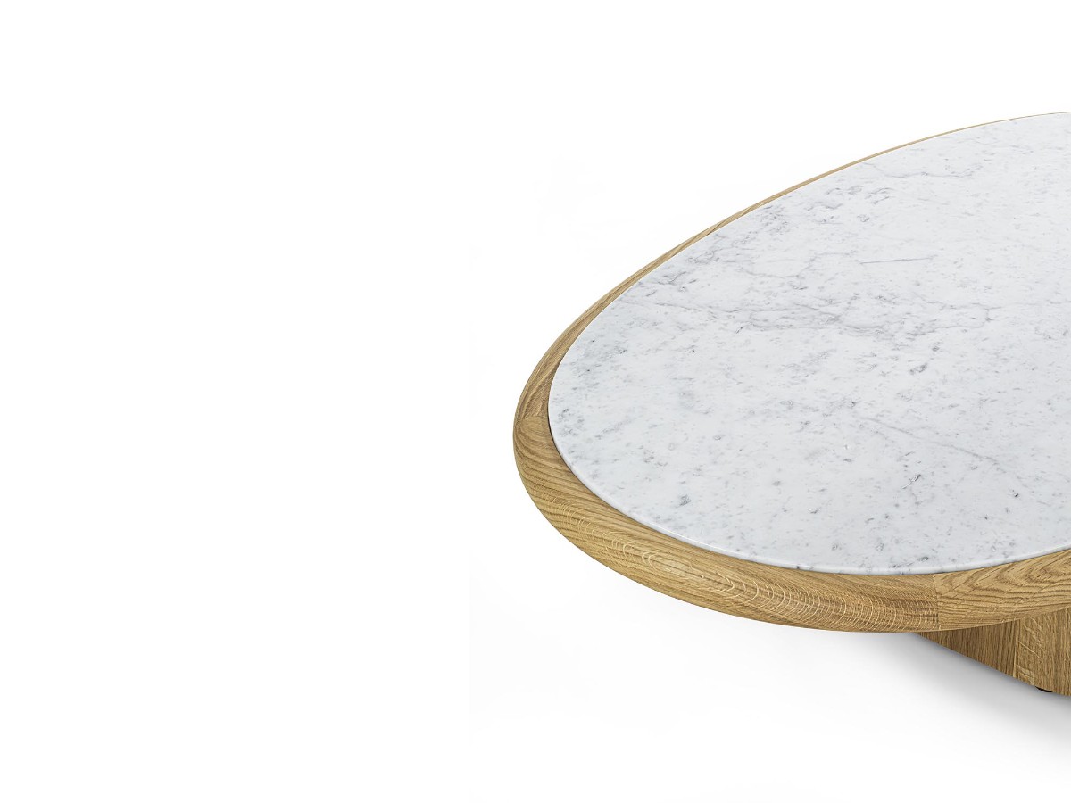 Riva 1920 Suiseki Side Table Oak Without Knots And Carrara Marble Top