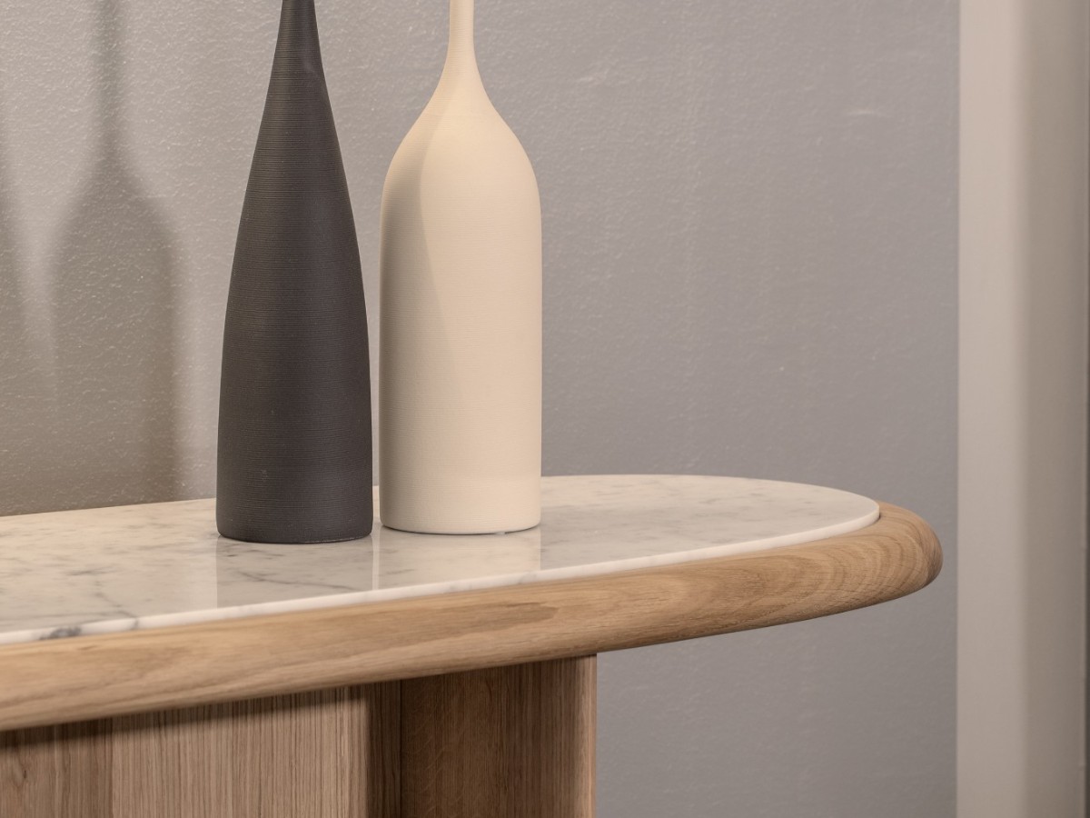 Riva 1920 Suiseki Console Oak Without Knots And Carrara Marble Top
