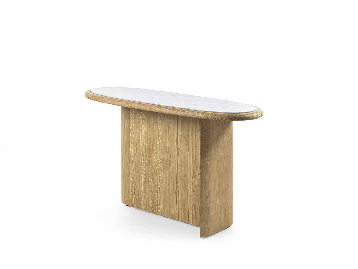 Riva 1920 Suiseki Console Oak Without Knots And Carrara Marble Top