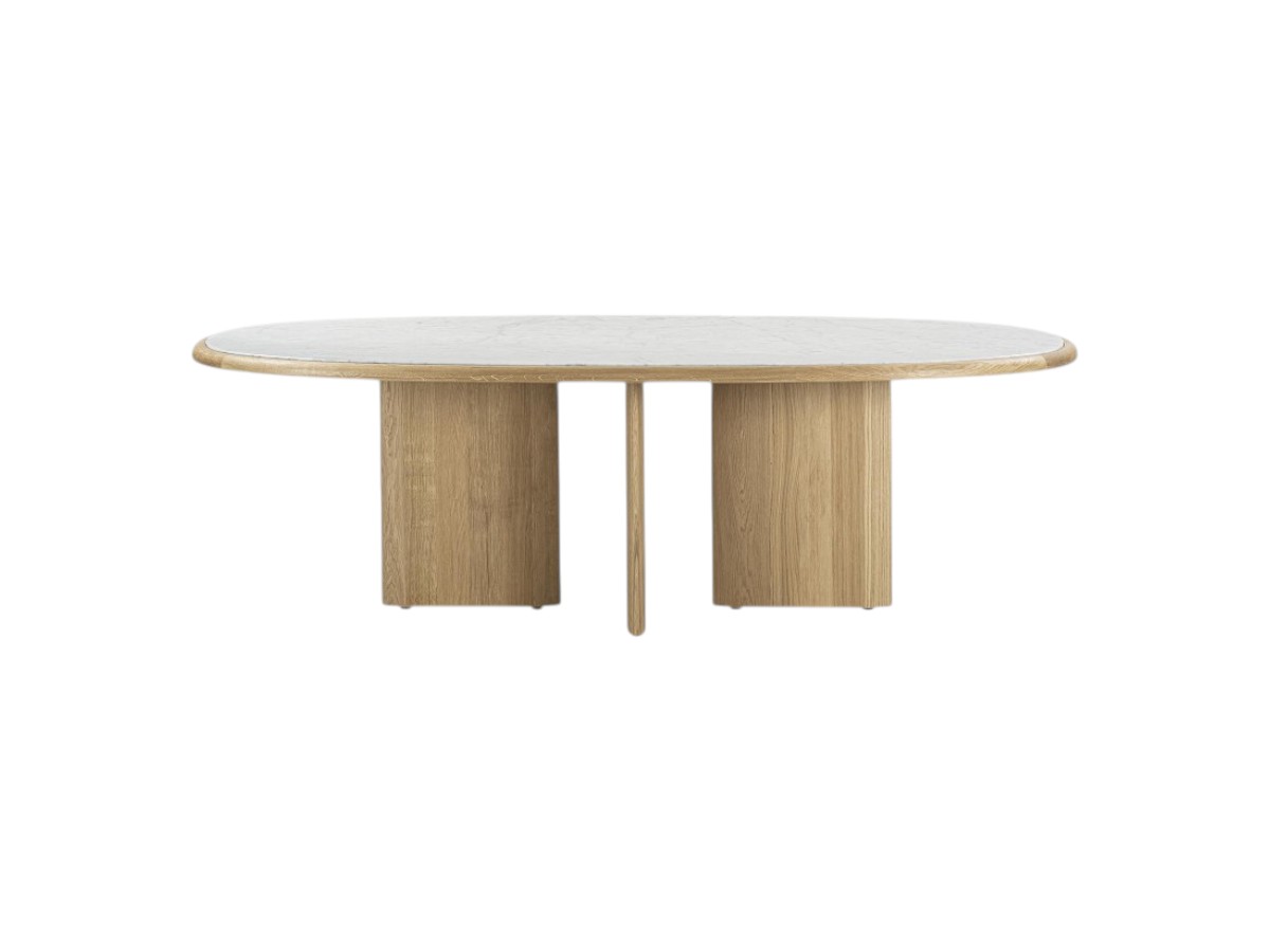 Riva 1920 Suiseki Table Oak Without Knots And Carrara Marble Top