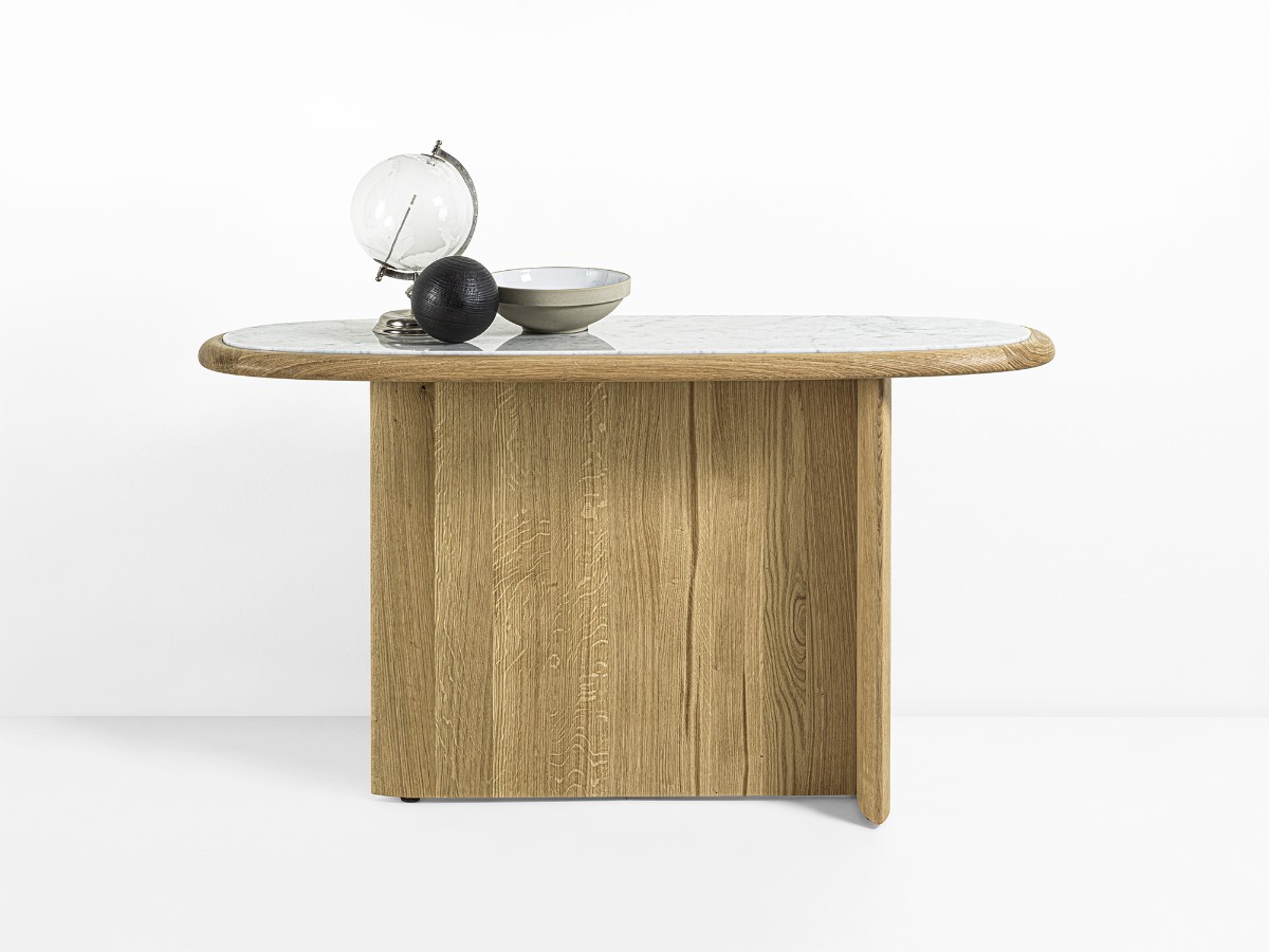 Riva 1920 Suiseki Console Oak Without Knots And Carrara Marble Top