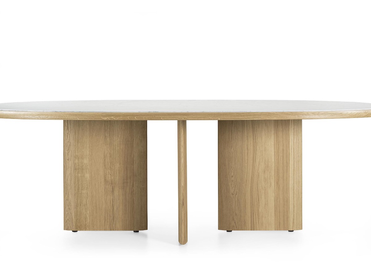 Riva 1920 Suiseki Table Oak Without Knots And Carrara Marble Top