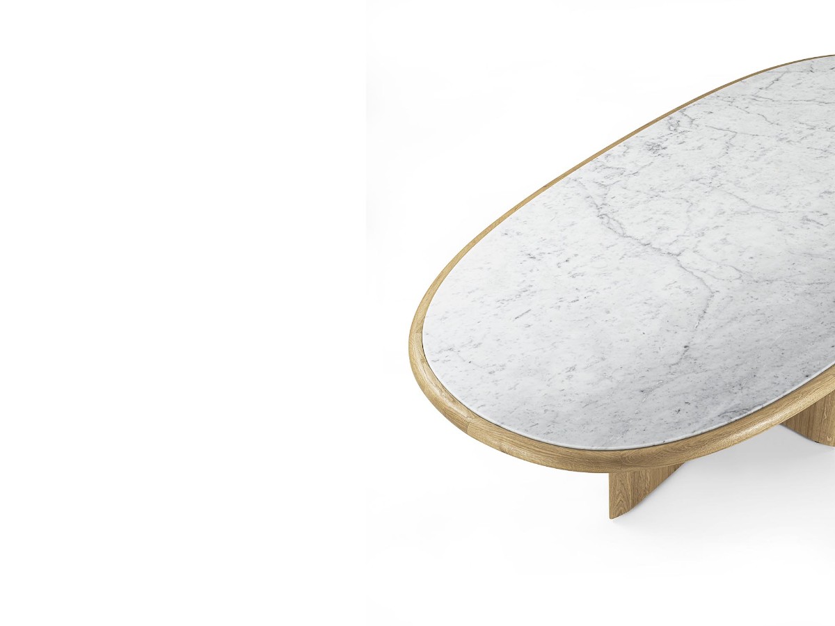 Riva 1920 Suiseki Table Oak Without Knots And Carrara Marble Top