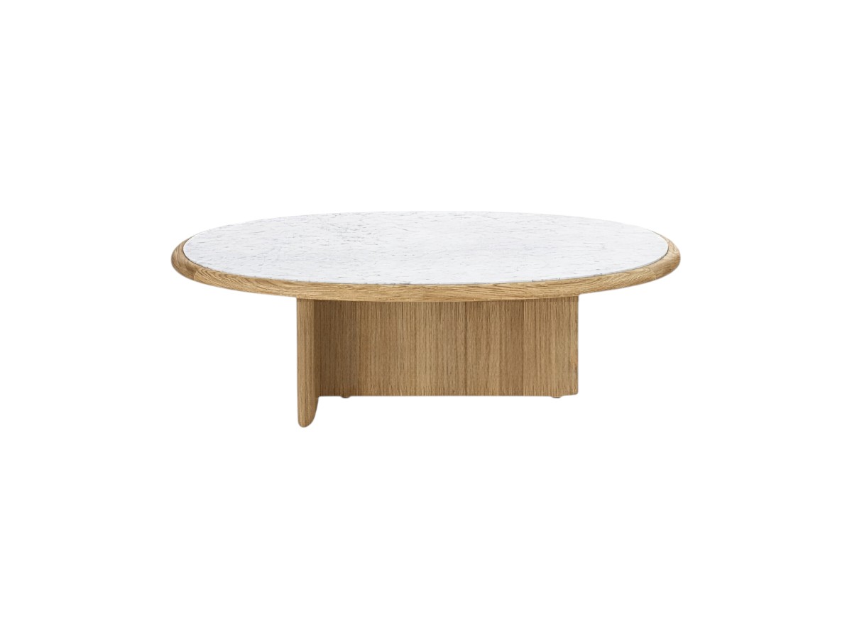 Riva 1920 Suiseki Side Table Oak Without Knots And Carrara Marble Top