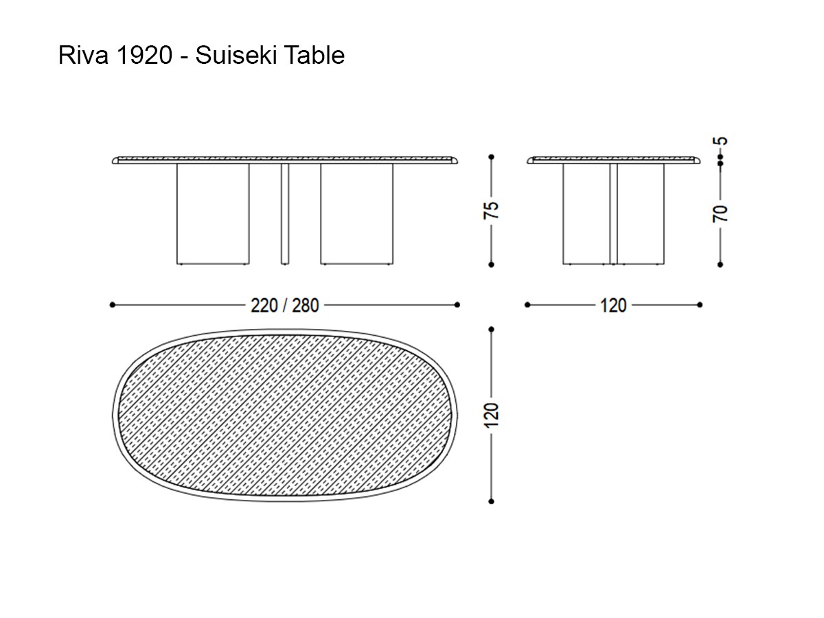 Riva 1920 Suiseki Table Oak Without Knots And Carrara Marble Top