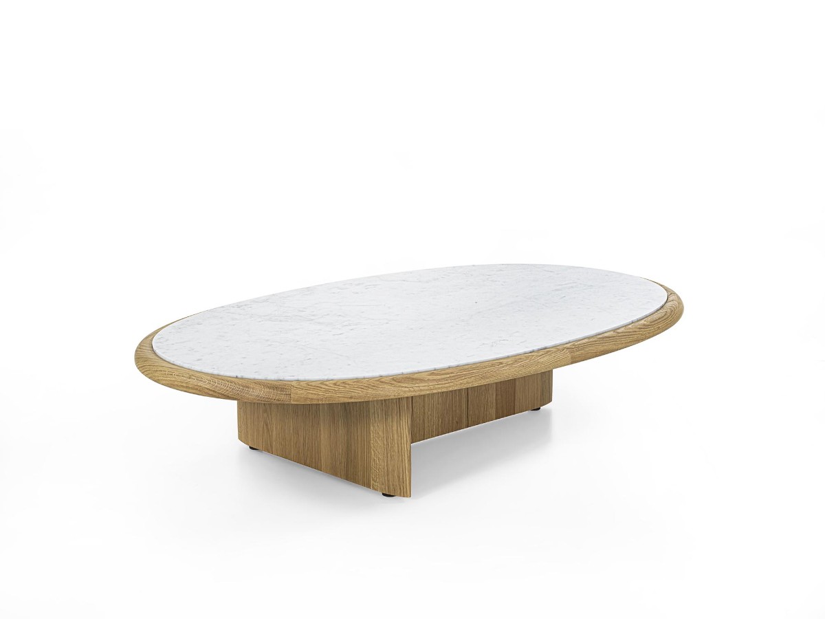 Riva 1920 Suiseki Side Table Oak Without Knots And Carrara Marble Top