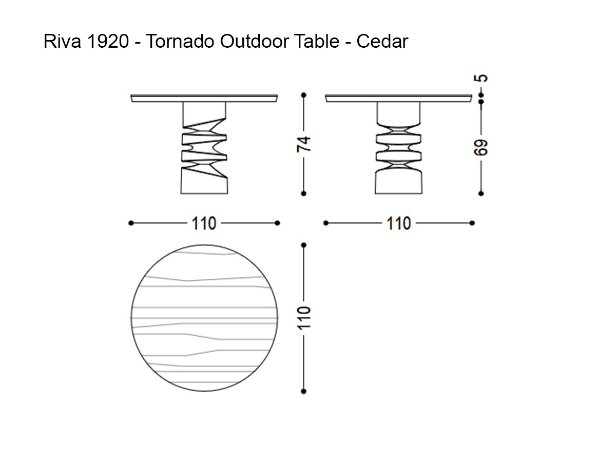 Riva 1920 Tornado Outdoor Table Cedar