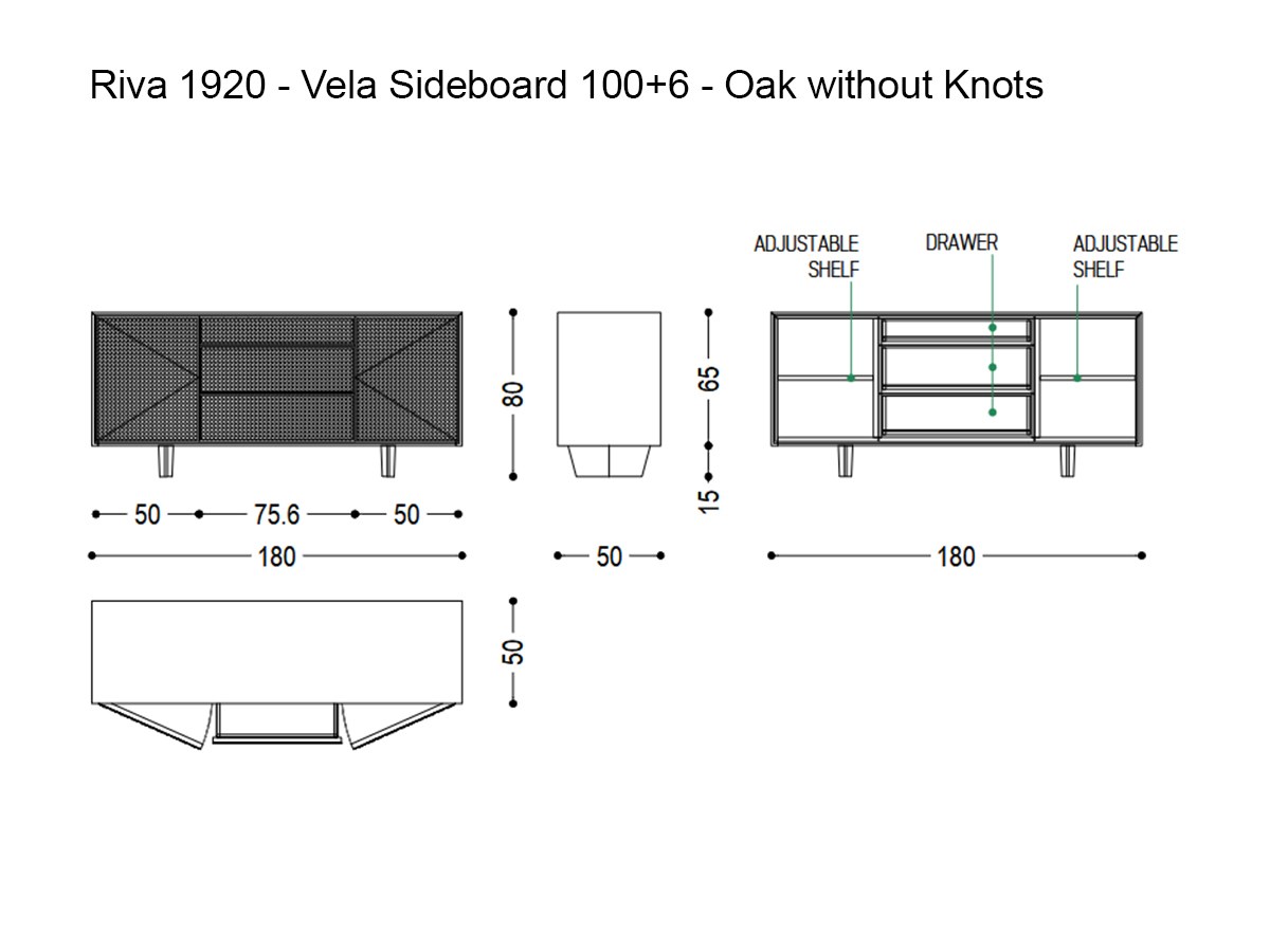 Riva 1920 Vela Sideboard 1006 Oak Without Knots