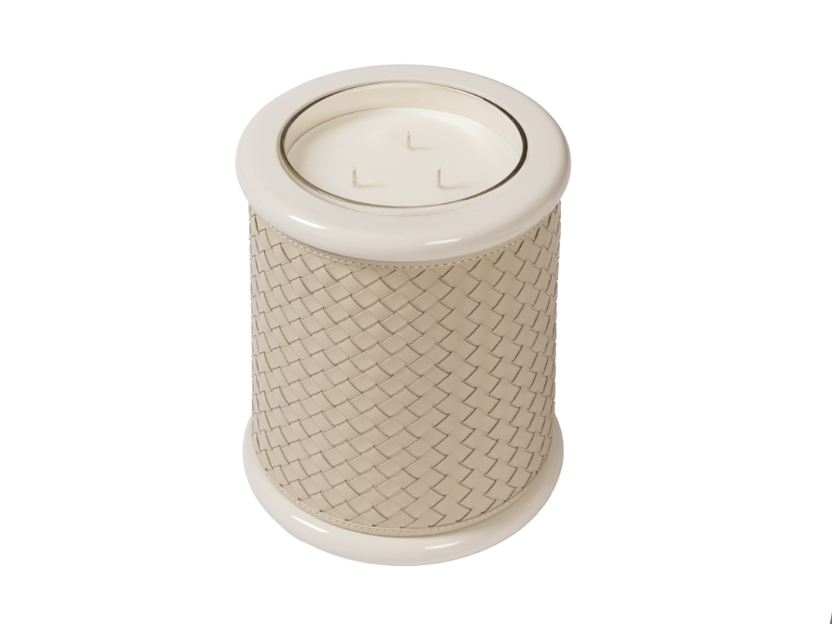 Подсвечник Riviere Maia Handwoven Leather & Lacquer