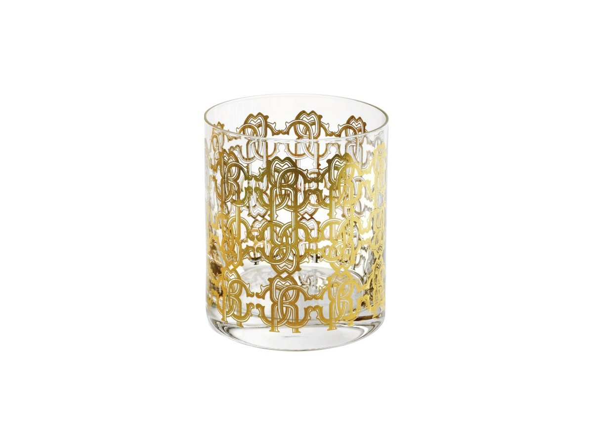 Стакан Roberto Cavalli Home Interiors New Monogram Gold, двойной · набор 2