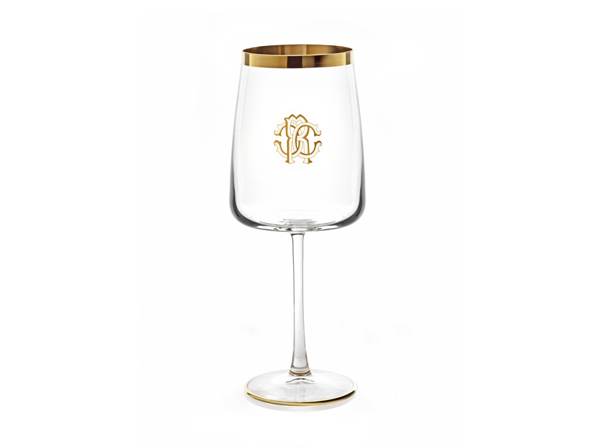 Бокал Roberto Cavalli Home Interiors New Monogram Gold, аква · набор 2