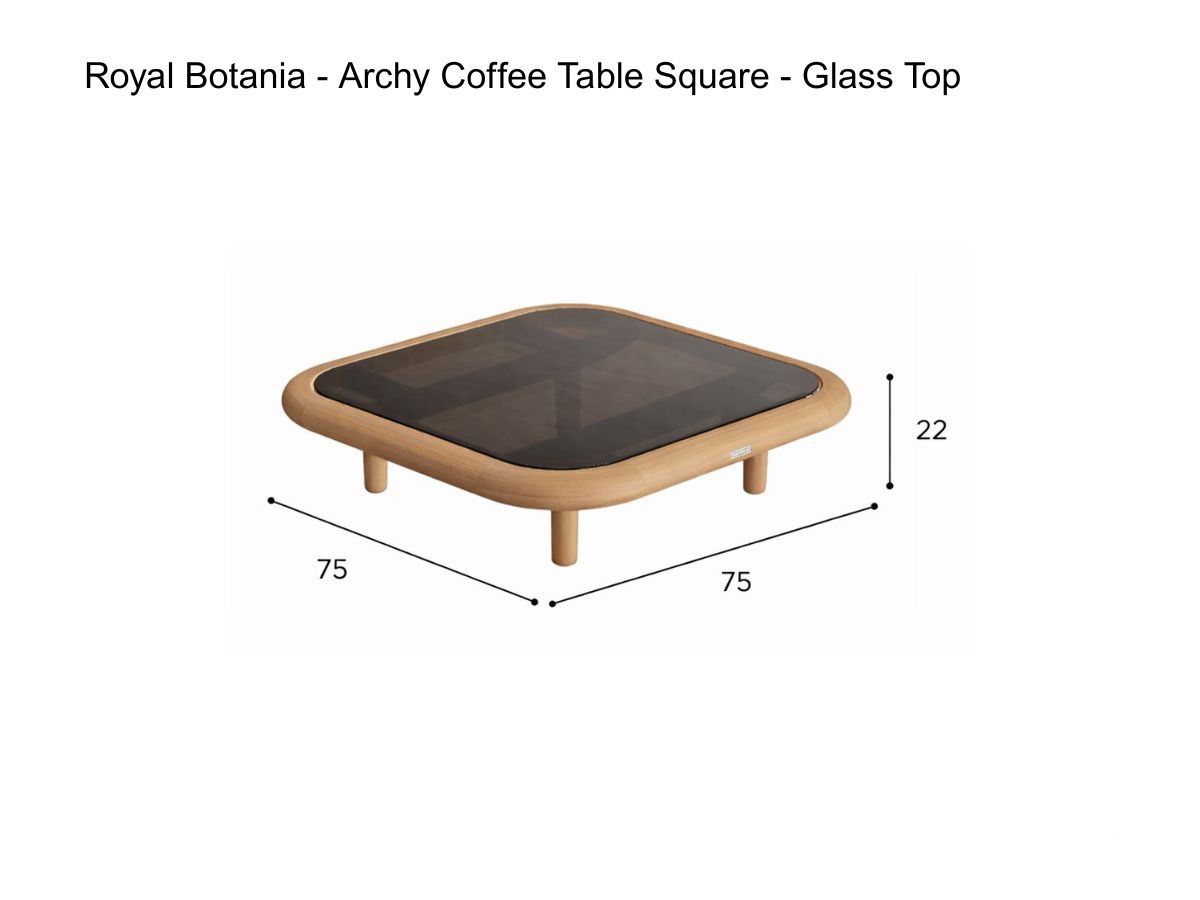 Royal Botania Archy Coffee Table Square Glass Top