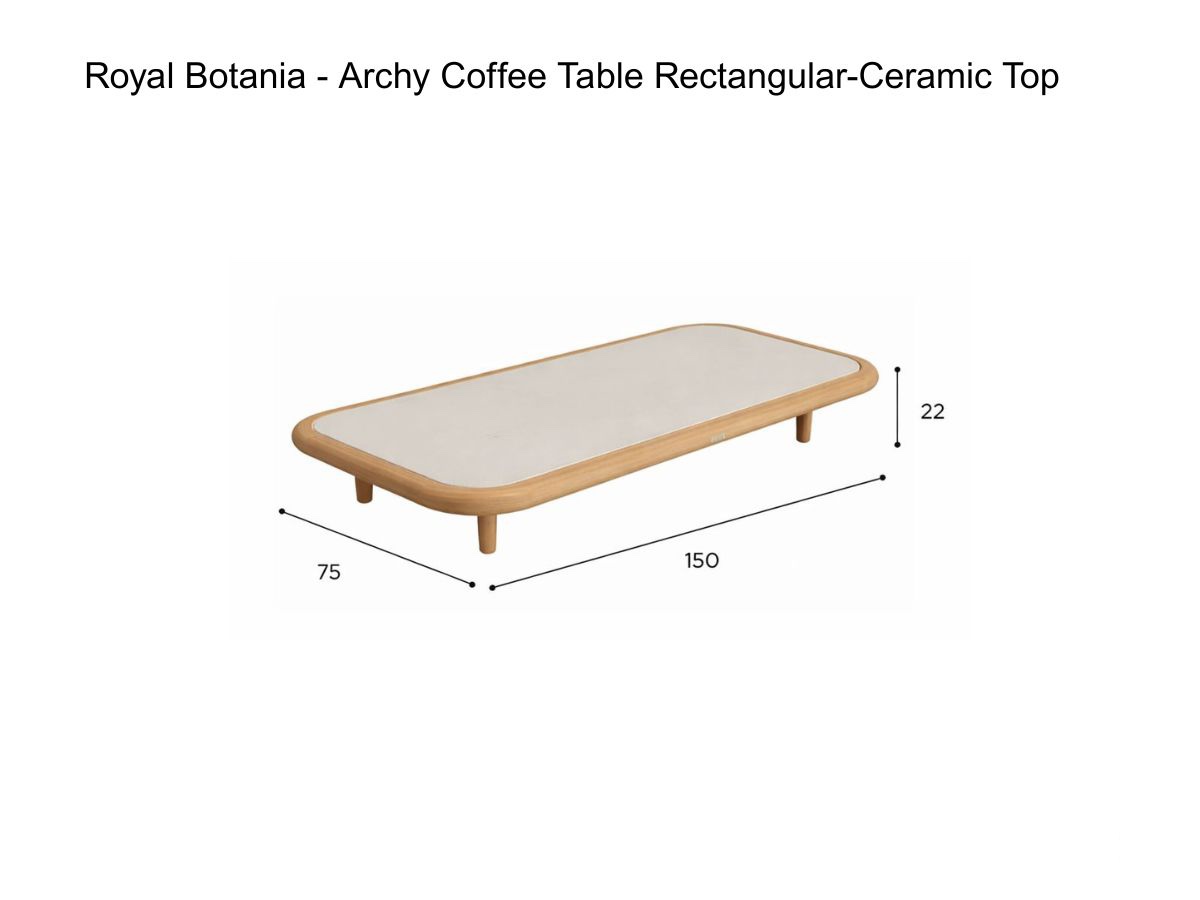 Royal Botania Archy Coffee Table Rectangular Ceramic Top