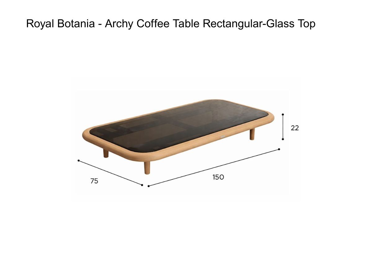 Royal Botania Archy Coffee Table Rectangular Glass Top