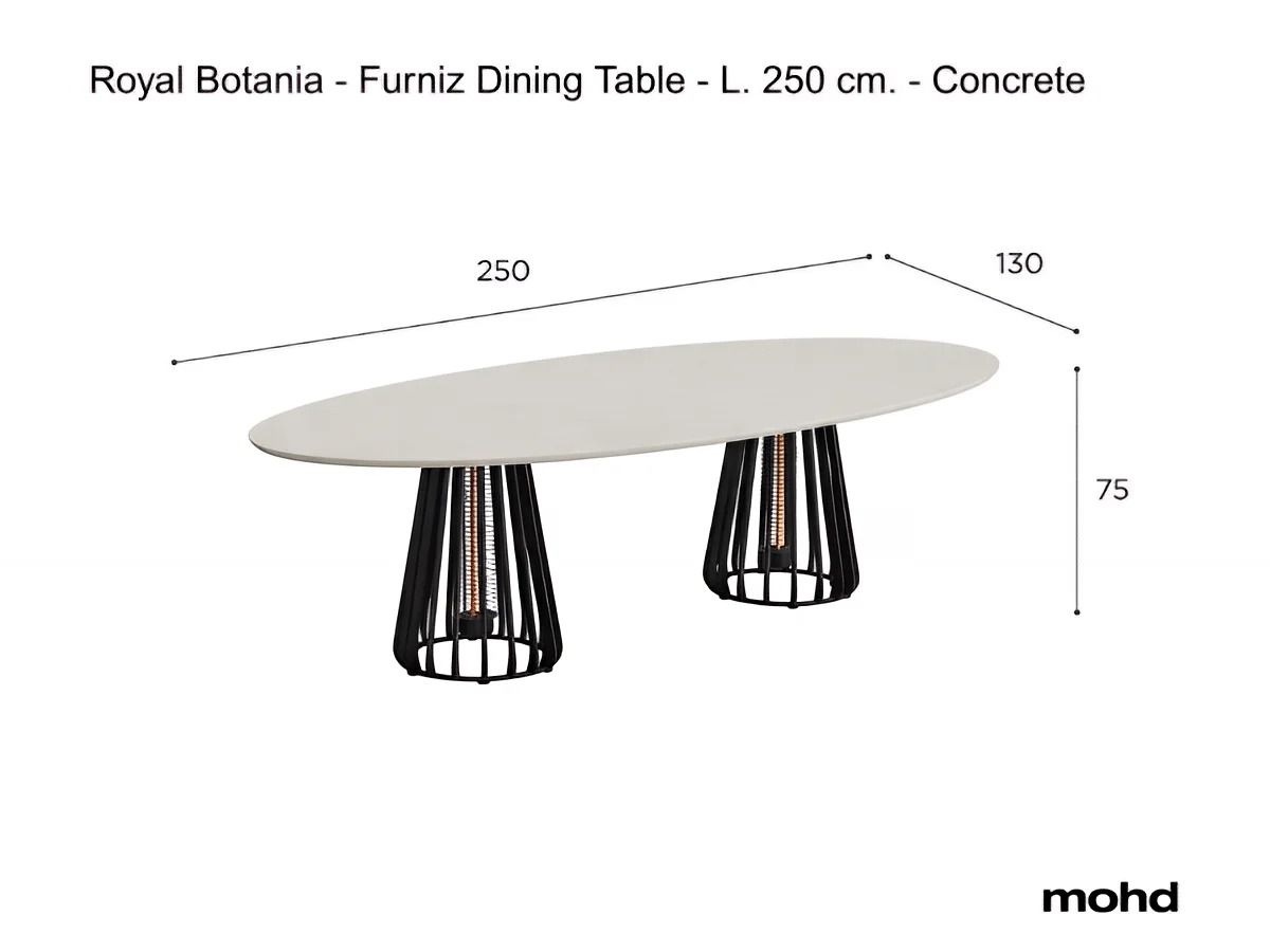 Royal Botania Furniz Dining Table L 250 Cm Concrete