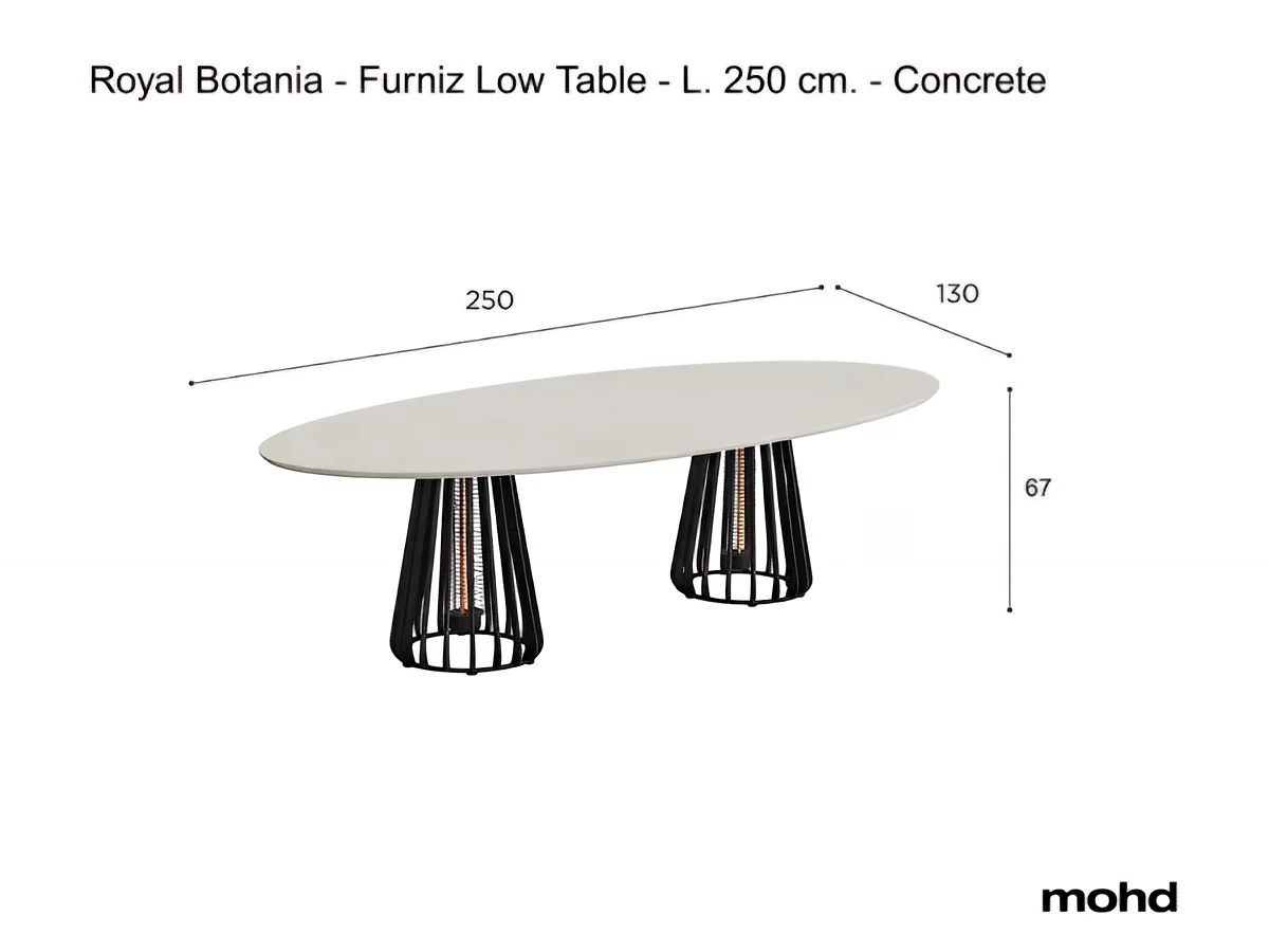 Royal Botania Furniz Low Table L 250 Cm Concrete