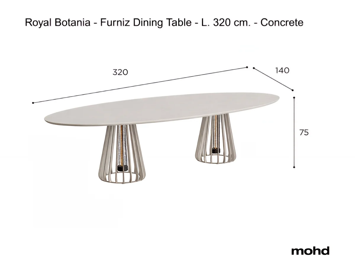 Royal Botania Furniz Dining Table L 320 Cm Concrete