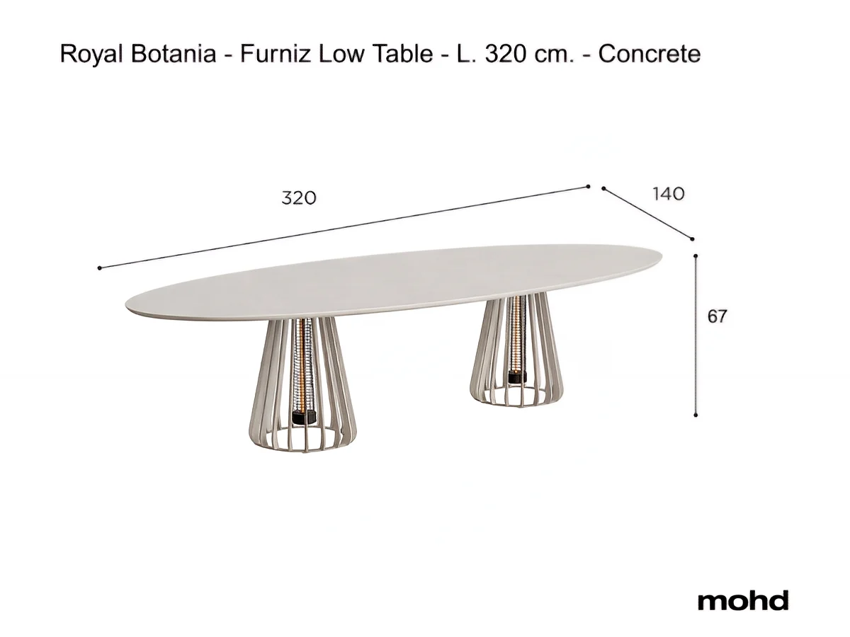 Royal Botania Furniz Low Table L 320 Cm Concrete