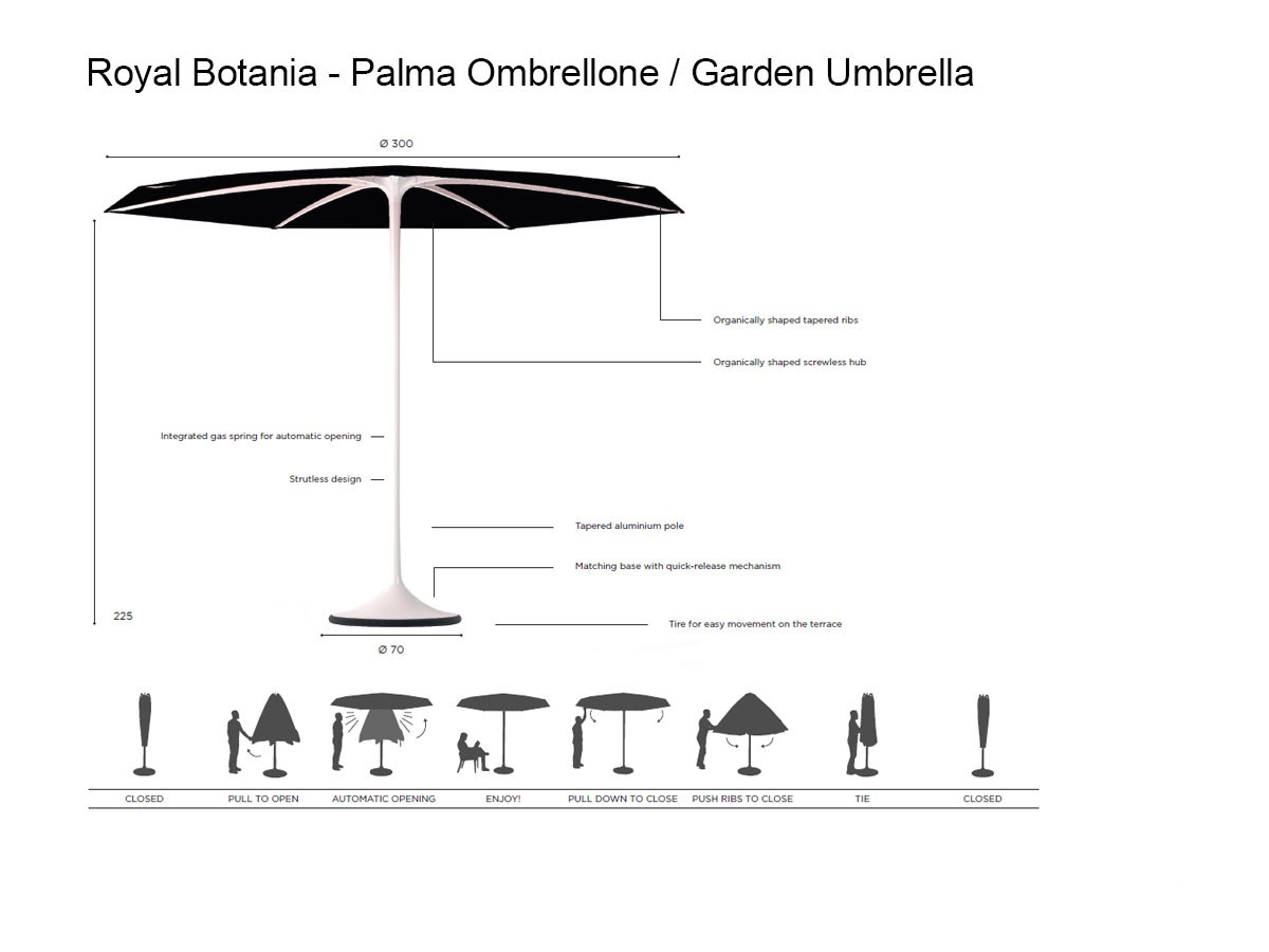 Royal Botania Palma Umbrella Anthraciteblack Basic O 300