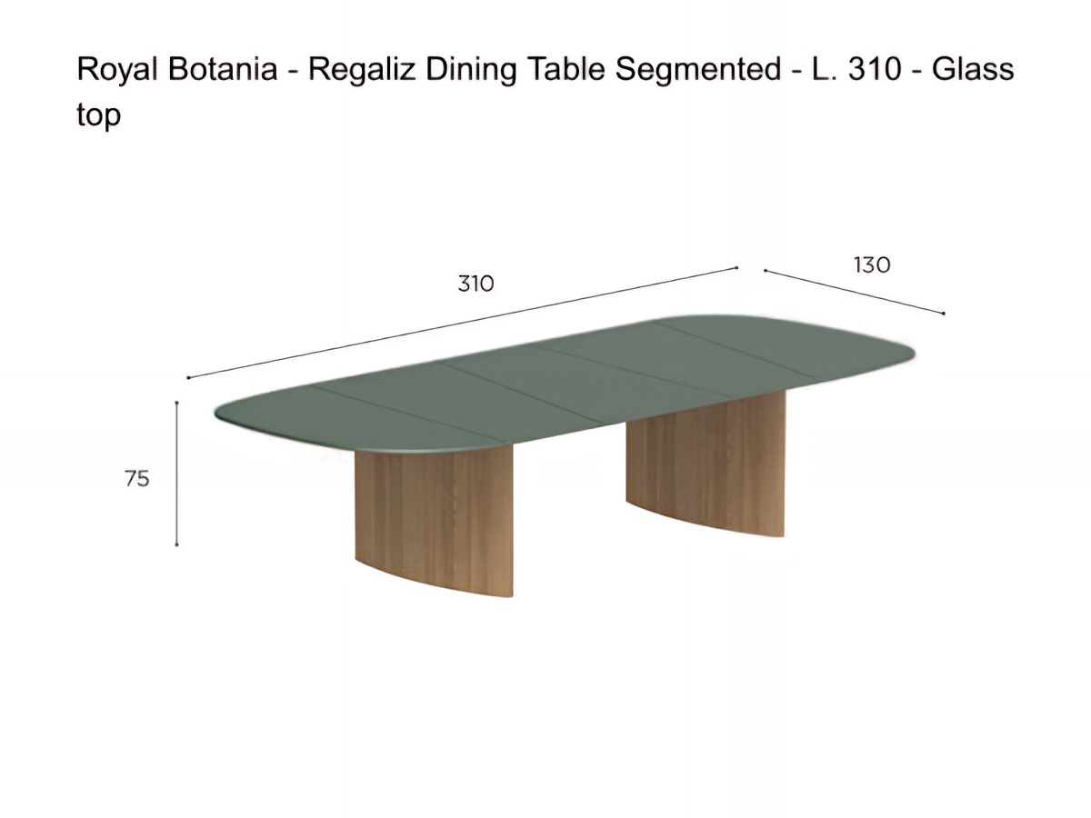 Royal Botania Regaliz Dining Table Segmented L 310 Glass Top
