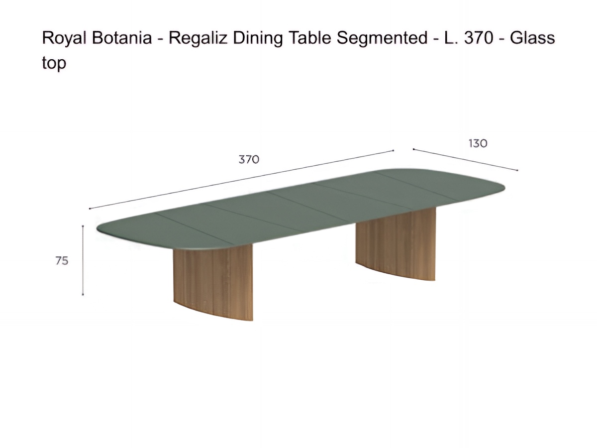 Royal Botania Regaliz Dining Table Segmented L 370 Glass Top