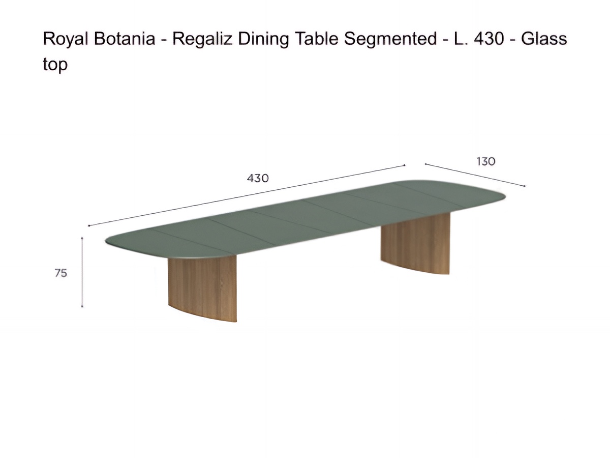 Royal Botania Regaliz Dining Table Segmented L 430 Glass Top