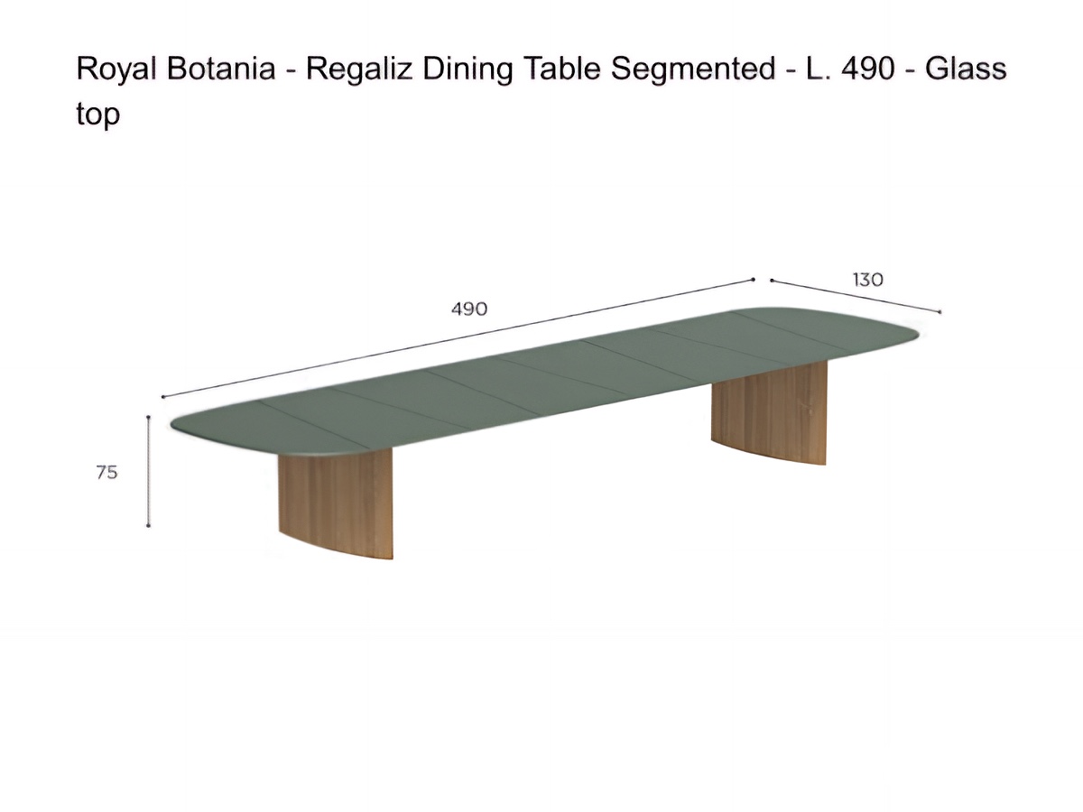 Royal Botania Regaliz Dining Table Segmented L 490 Glass Top