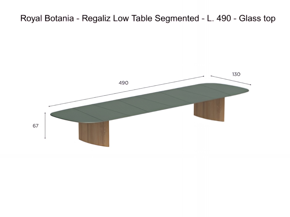 Royal Botania Regaliz Low Table Segmented L 490 Glass Top