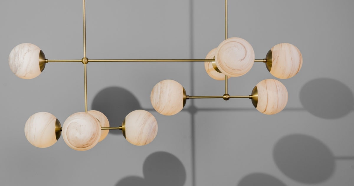 Schwung Armstrong Linear Suspension Lamp Marble Matte Glass