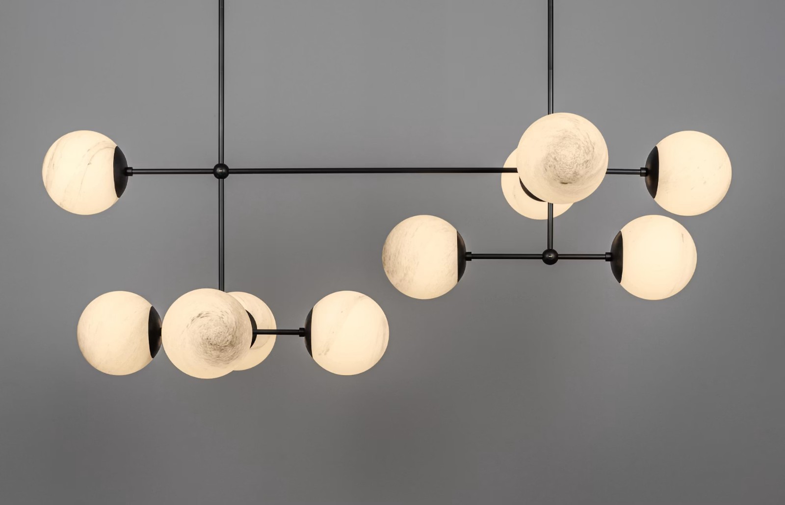 Schwung Armstrong Linear Suspension Lamp Marble Matte Glass