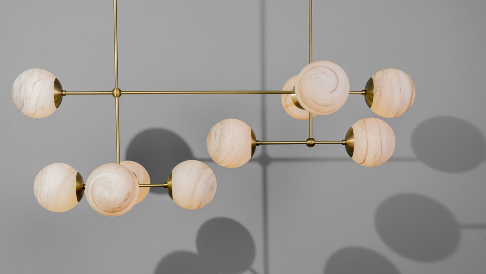 Schwung Armstrong Linear Suspension Lamp Marble Matte Glass