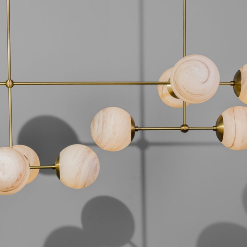 Schwung Armstrong Linear Suspension Lamp Marble Matte Glass