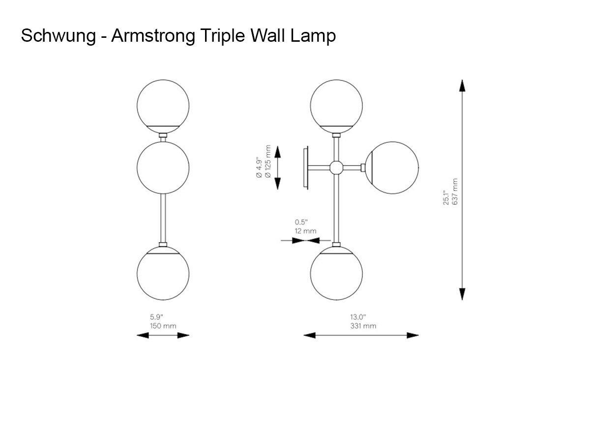 Schwung Armstrong Triple Wall Lamp