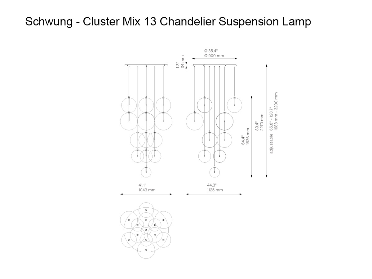 Schwung Cluster Mix 13 Chandelier