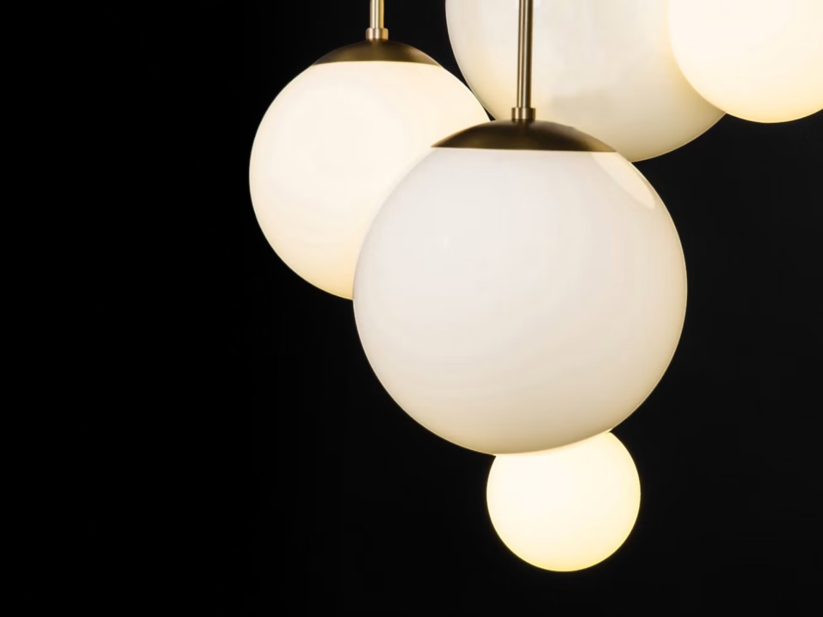 Schwung Glass Globe Opal Suspension Lamp O 40 Cm